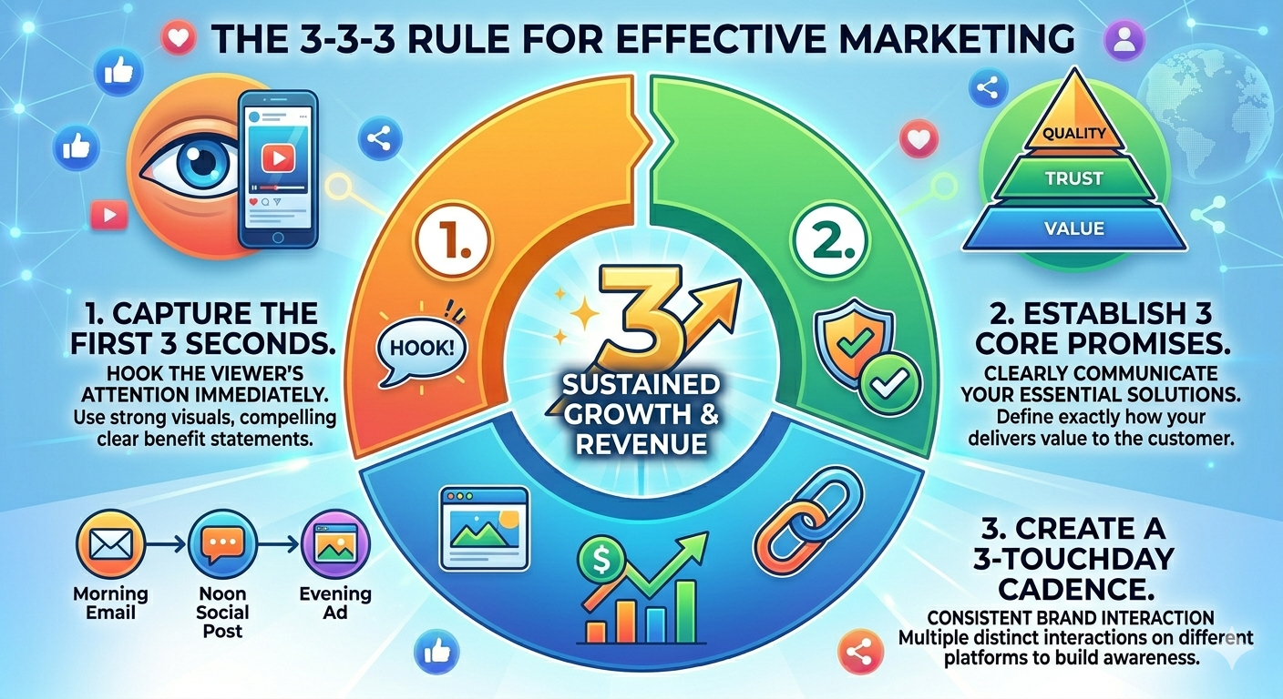 What is the 3-3-3 rule for marketing? arunempirehub
